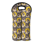 Pilot Pug Pattern Print Double Neoprene Wine Tote