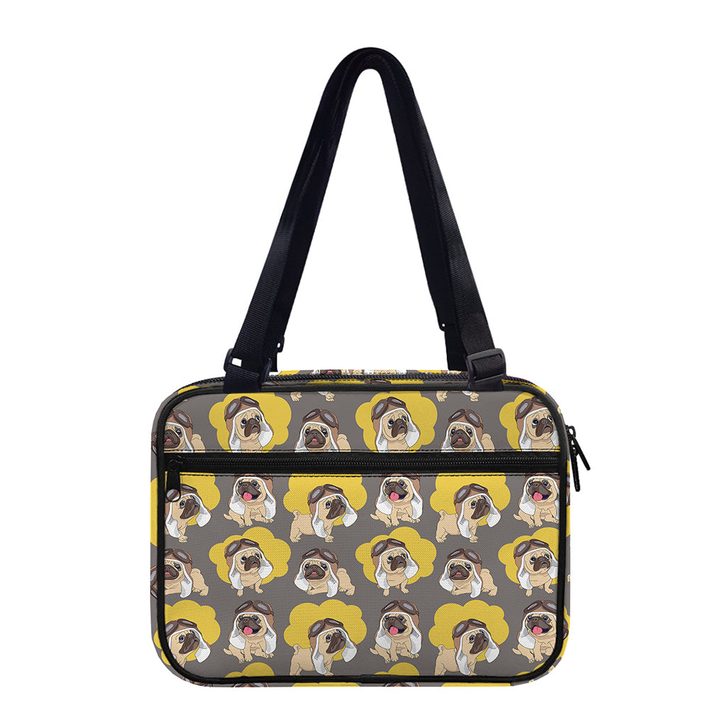 Pilot Pug Pattern Print Double Strap Bible Bag