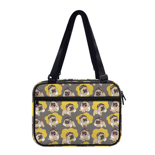 Pilot Pug Pattern Print Double Strap Bible Bag