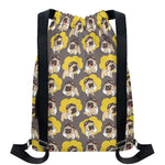 Pilot Pug Pattern Print Drawstring Backpack
