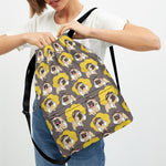 Pilot Pug Pattern Print Drawstring Backpack