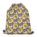 Pilot Pug Pattern Print Drawstring Bag