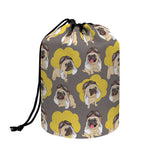 Pilot Pug Pattern Print Drawstring Makeup Bag