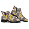 Pilot Pug Pattern Print Flat Ankle Boots