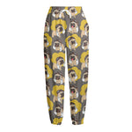 Pilot Pug Pattern Print Fleece Lined Knit Pants