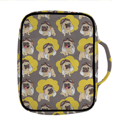 Pilot Pug Pattern Print Front Pocket Bible Bag