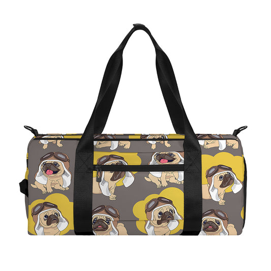 Pilot Pug Pattern Print Gym Bag