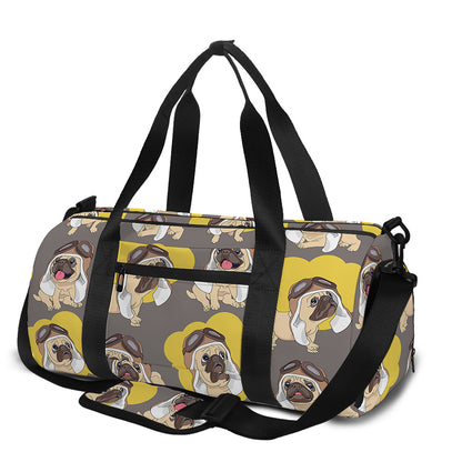 Pilot Pug Pattern Print Gym Bag