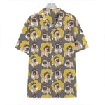 Pilot Pug Pattern Print Hawaiian Shirt
