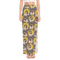 Pilot Pug Pattern Print High Slit Maxi Skirt