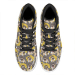 Pilot Pug Pattern Print High Top Leather Sneakers