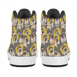 Pilot Pug Pattern Print High Top Leather Sneakers