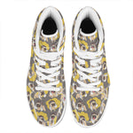 Pilot Pug Pattern Print High Top Leather Sneakers