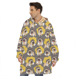 Pilot Pug Pattern Print Hoodie Blanket