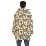 Pilot Pug Pattern Print Hoodie Blanket