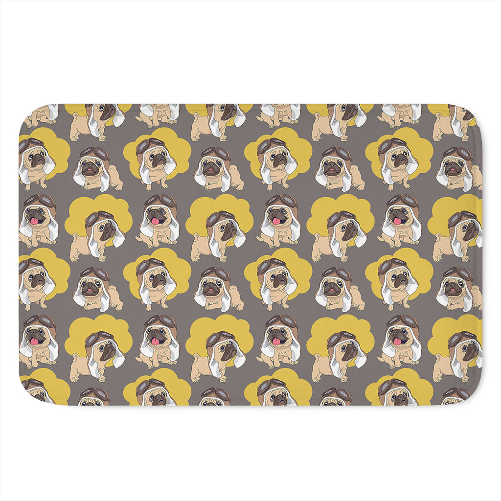 Pilot Pug Pattern Print Indoor Door Mat