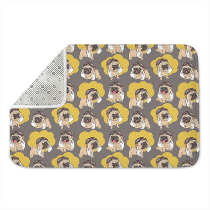 Pilot Pug Pattern Print Indoor Door Mat