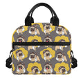 Pilot Pug Pattern Print Insulated Lunch Bag