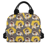 Pilot Pug Pattern Print Insulated Lunch Bag