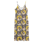 Pilot Pug Pattern Print Jersey Midi Cami Dress