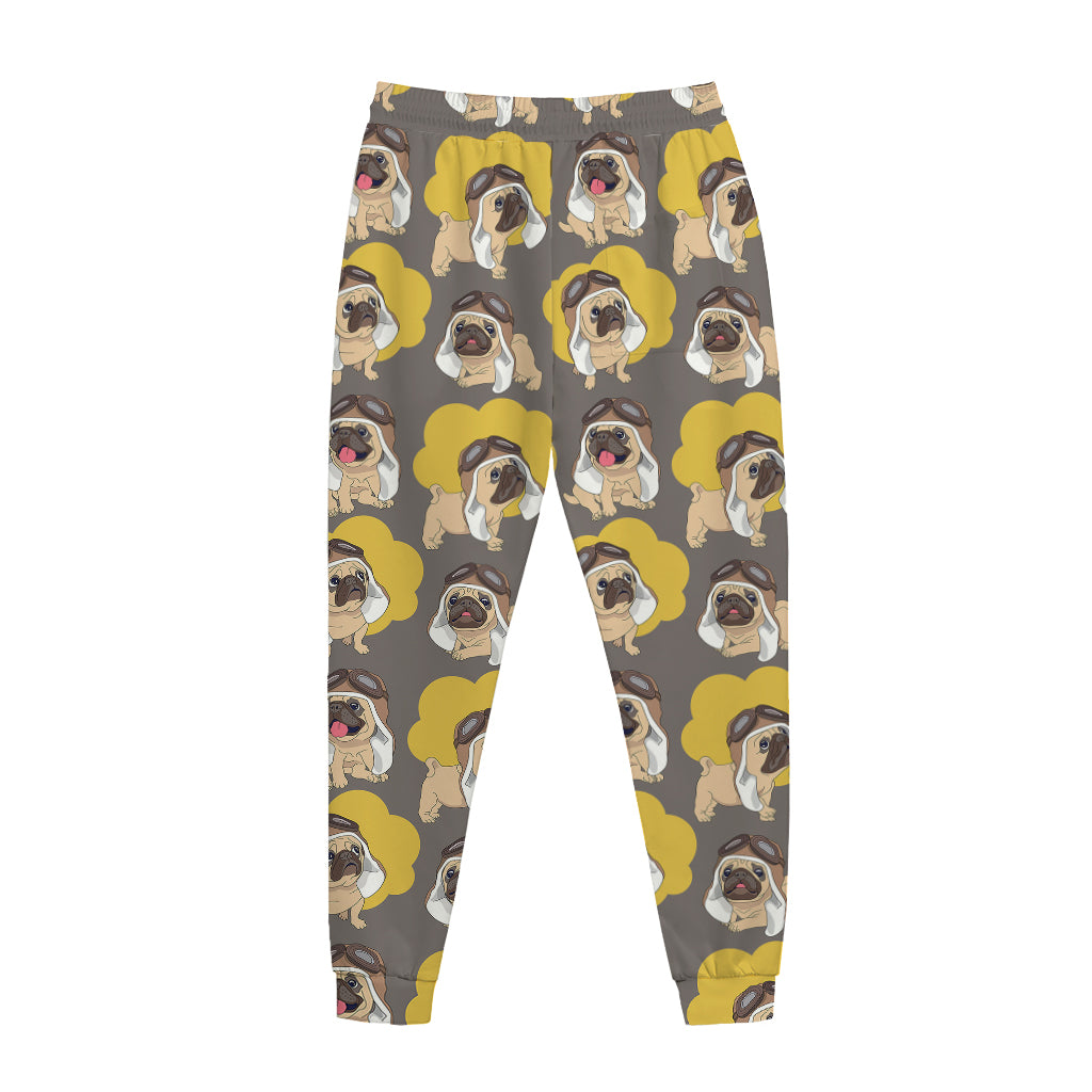 Pilot Pug Pattern Print Jogger Pants