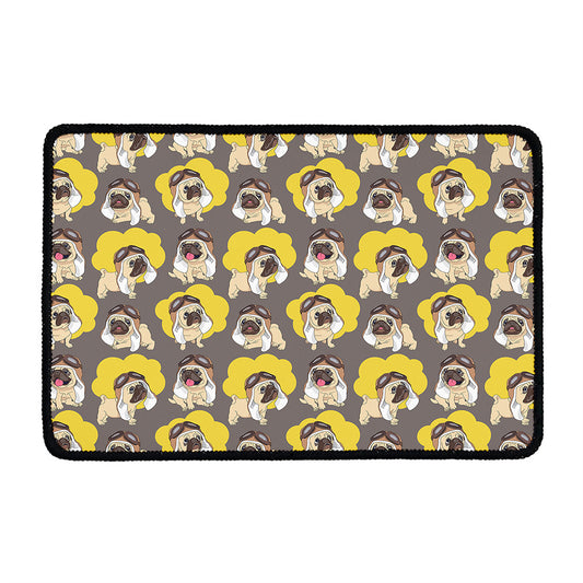 Pilot Pug Pattern Print Kitchen Mat
