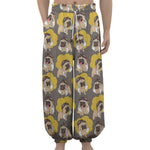Pilot Pug Pattern Print Lantern Pants