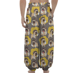 Pilot Pug Pattern Print Lantern Pants