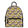 Pilot Pug Pattern Print Leather Backpack