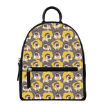 Pilot Pug Pattern Print Leather Backpack