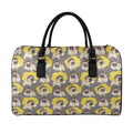 Pilot Pug Pattern Print Leather Duffel Bag
