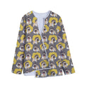 Pilot Pug Pattern Print Long Sleeve Short Coat