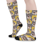 Pilot Pug Pattern Print Long Socks