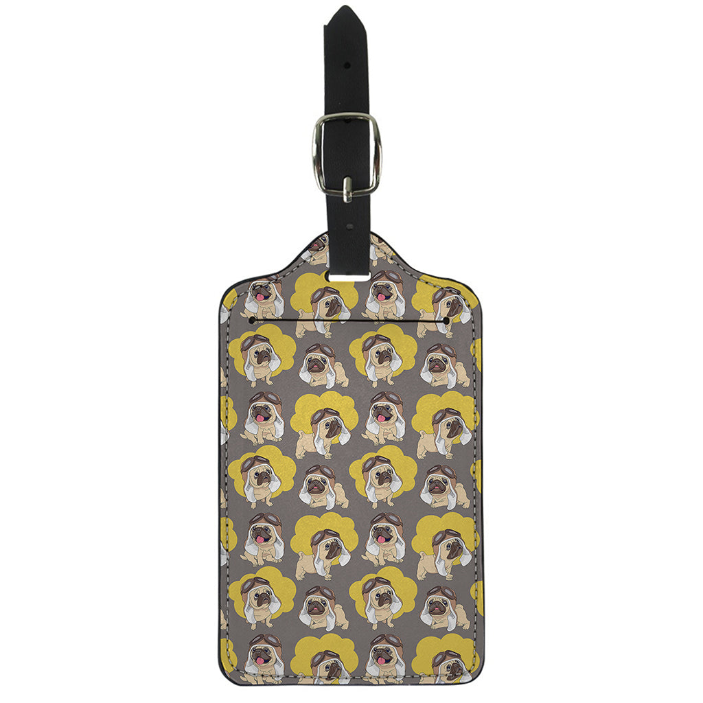Pilot Pug Pattern Print Luggage Tag