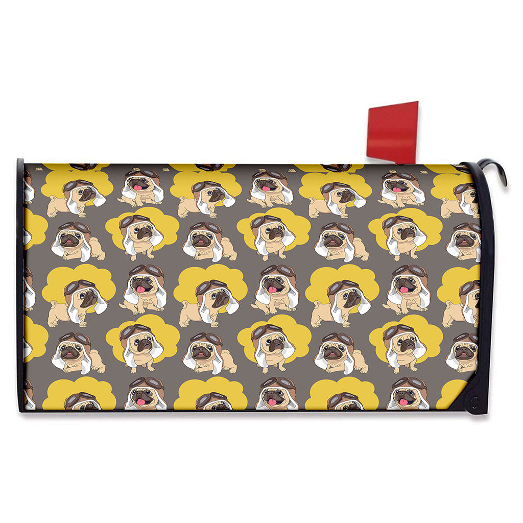 Pilot Pug Pattern Print Mailbox Cover