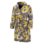 Pilot Pug Pattern Print Men's Bathrobe