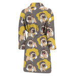 Pilot Pug Pattern Print Men's Bathrobe