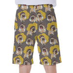 Pilot Pug Pattern Print Men's Beach Shorts