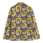 Pilot Pug Pattern Print Men's Blazer