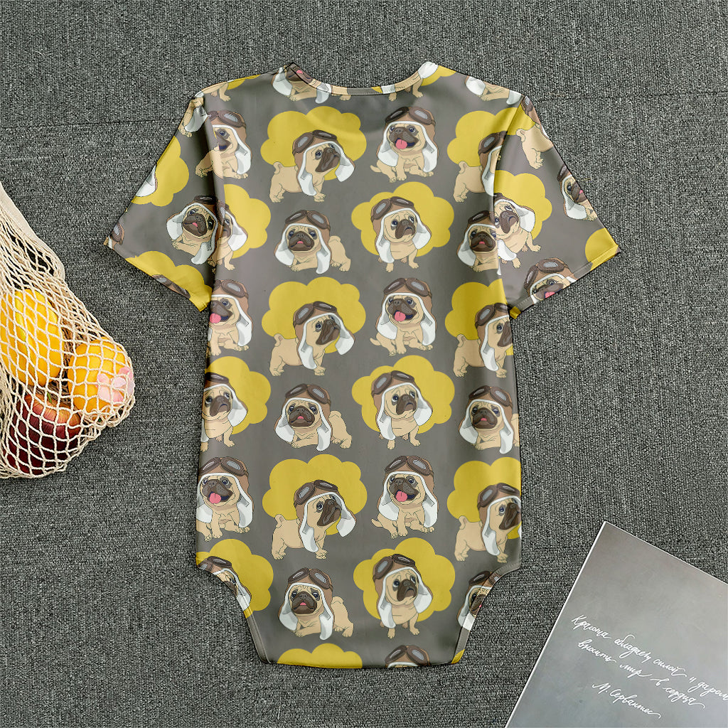 Pilot Pug Pattern Print Men's Bodysuit