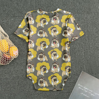 Pilot Pug Pattern Print Men's Bodysuit