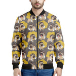Pilot Pug Pattern Print Men's Bomber Jacket