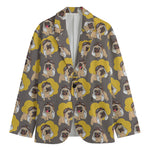 Pilot Pug Pattern Print Men's Cotton Blazer