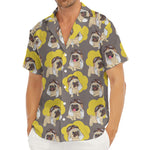 Pilot Pug Pattern Print Men's Deep V-Neck Shirt