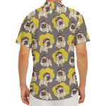 Pilot Pug Pattern Print Men's Deep V-Neck Shirt