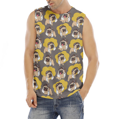 Pilot Pug Pattern Print Men's Fitness Tank Top