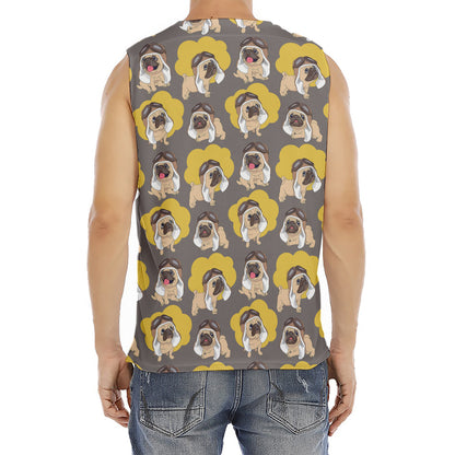Pilot Pug Pattern Print Men's Fitness Tank Top
