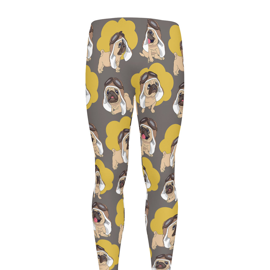 Pilot Pug Pattern Print Men's leggings