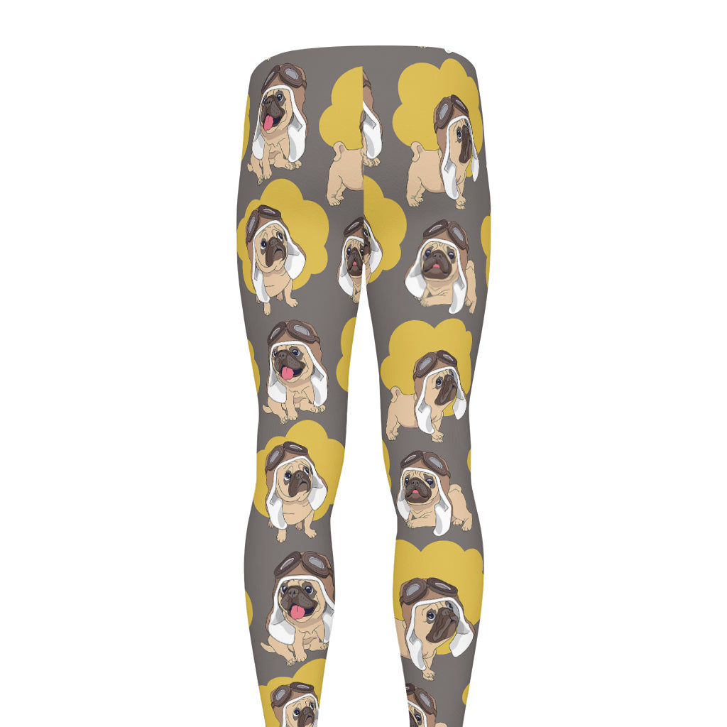 Pilot Pug Pattern Print Men's leggings