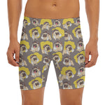 Pilot Pug Pattern Print Men's Long Boxer Briefs